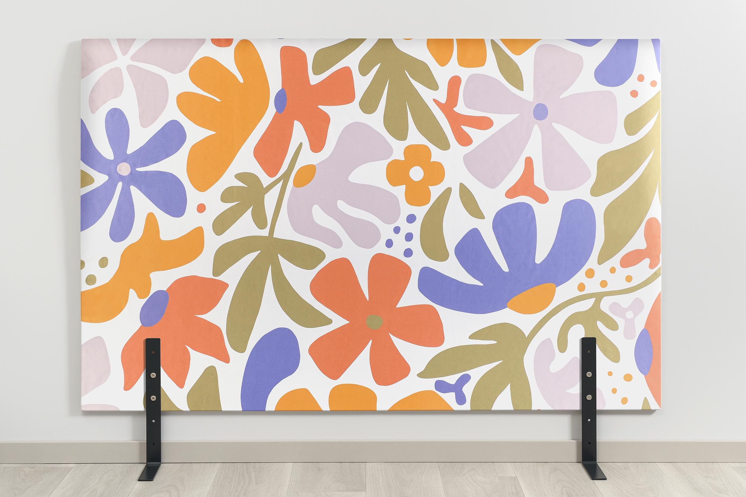 tete de lit illustrée motif fleur tissu