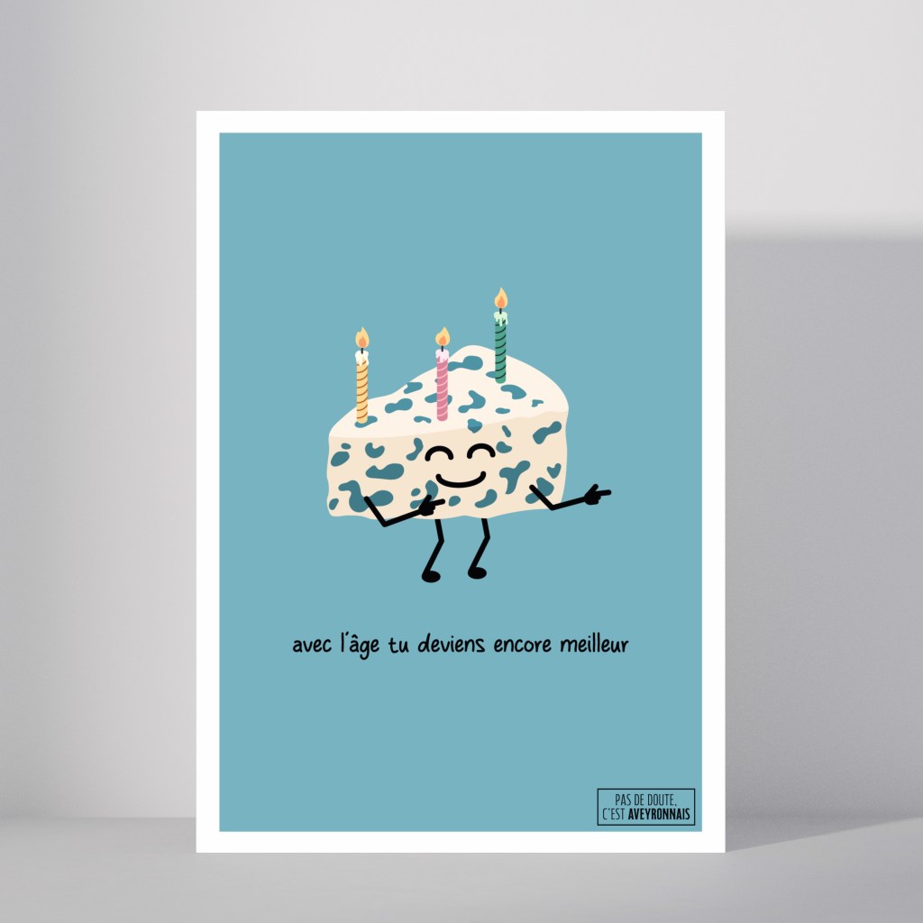 carte anniversaire Aveyron roquefort